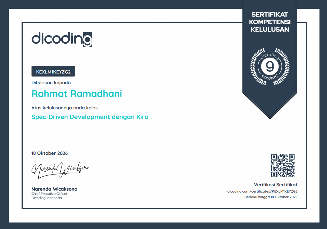 Sertifikat Spec-Driven Development dengan Kiro